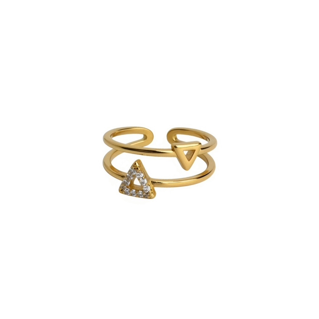 Dual Triangle Gold Adjustable Ring